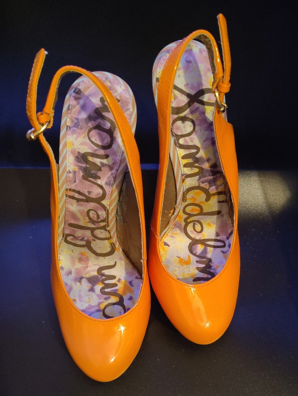 Sam Edelman Bright Orange Patent Slingback Pumps
